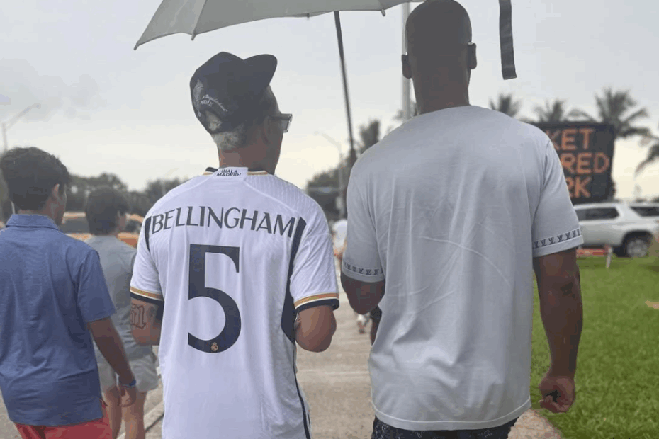 Morgan Rogers wearing Real Madrid jersey